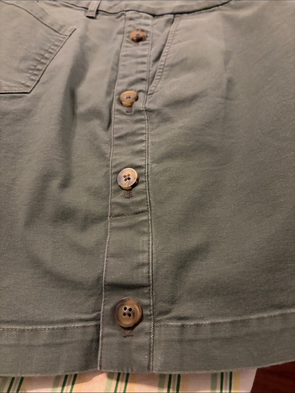 J. Jill Olive Green Button-Accent Utility Shorts - Picture 6 of 7